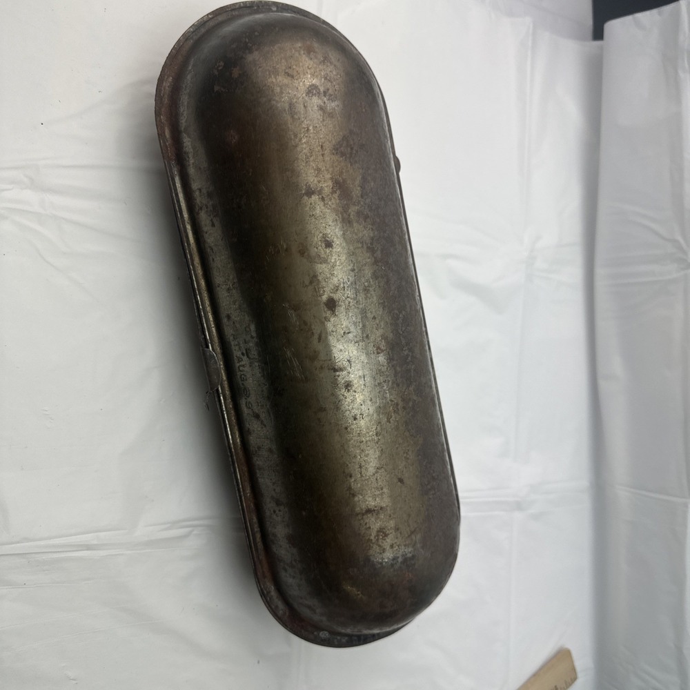 Antique Ideal Bread Pan Patent Aug 1899‎ Hinged Tin Cylindrical Baking Mold 13in